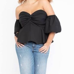 NWT Eloquii Black Bardot Top